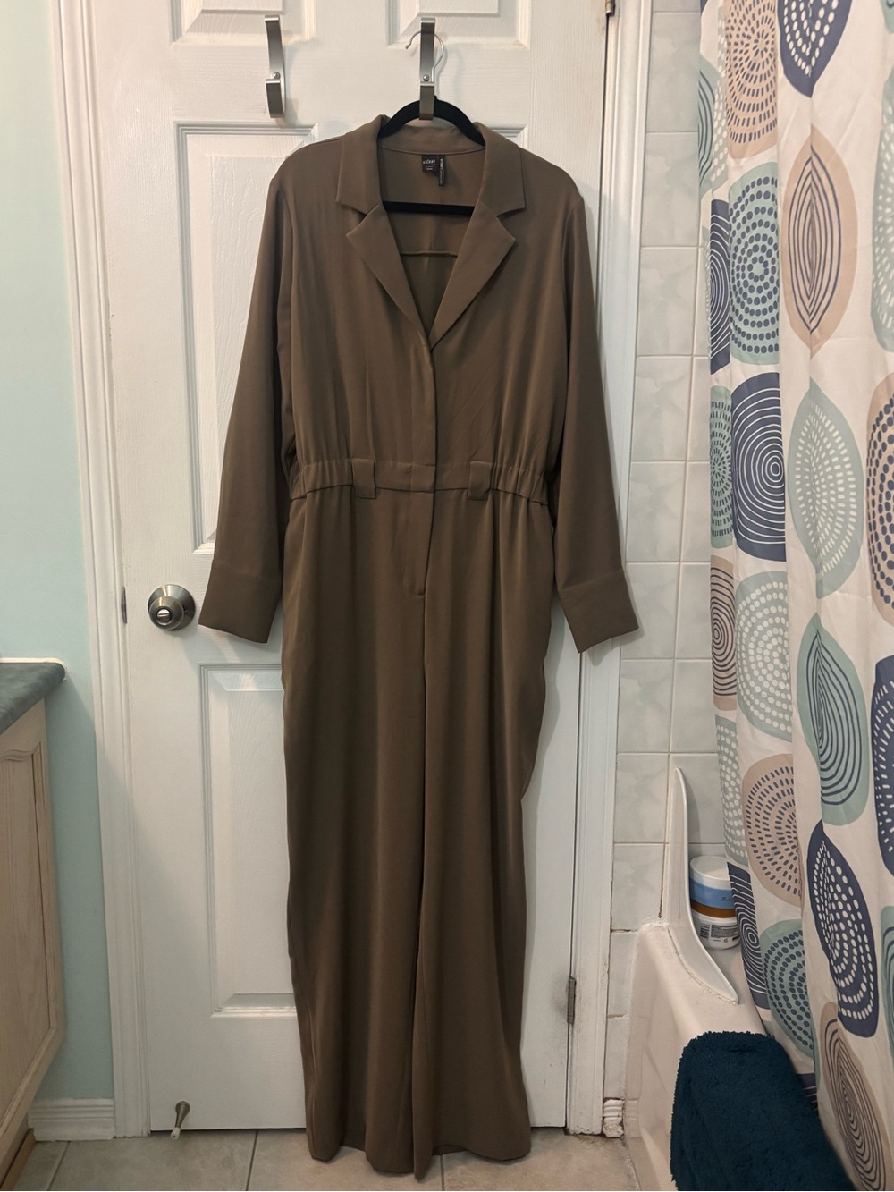 Simons Olive Green Maxi Shirt Dress with Drawn Waist